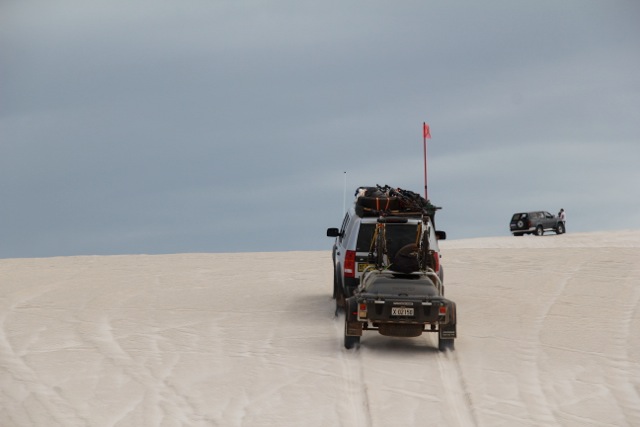 Pod trailer up a dune