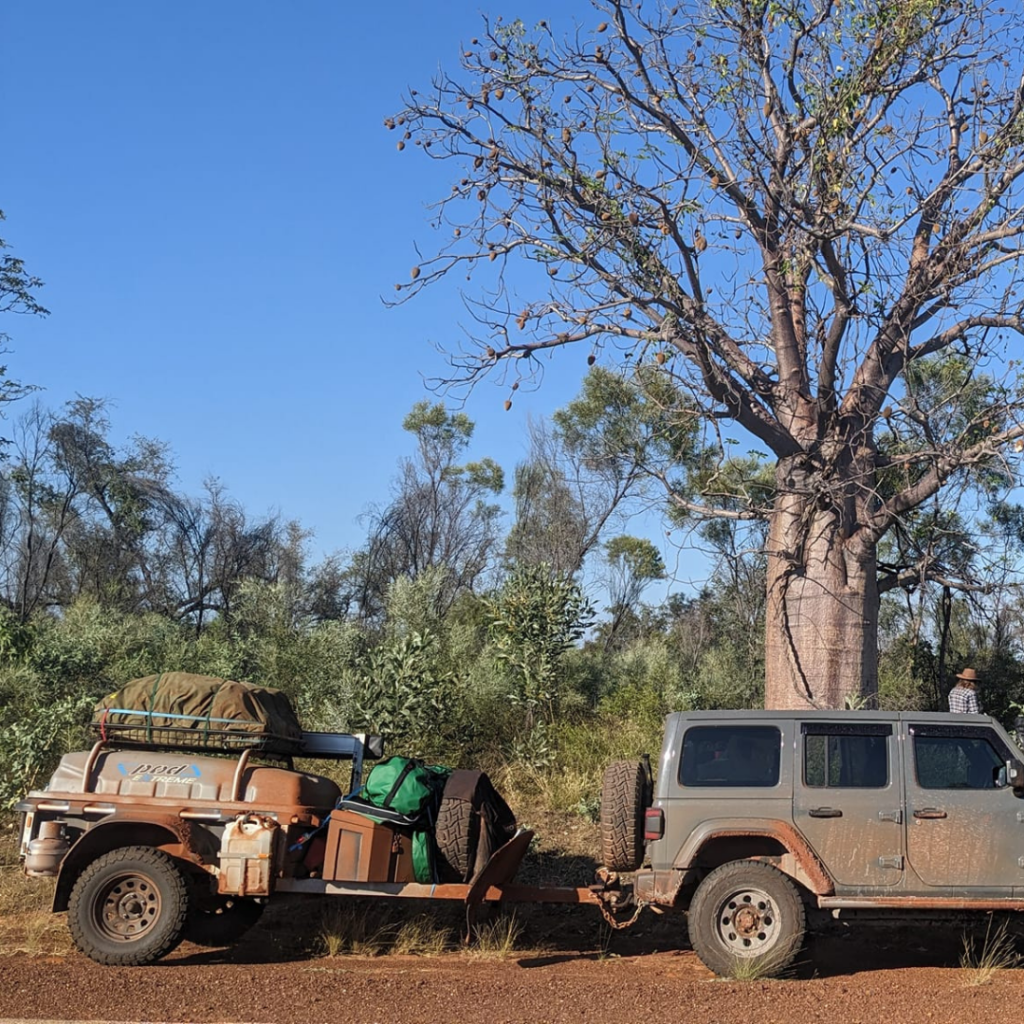 Stockman Extreme Pod Trailer in Australian Outback with Jeep Wrangler 4x4