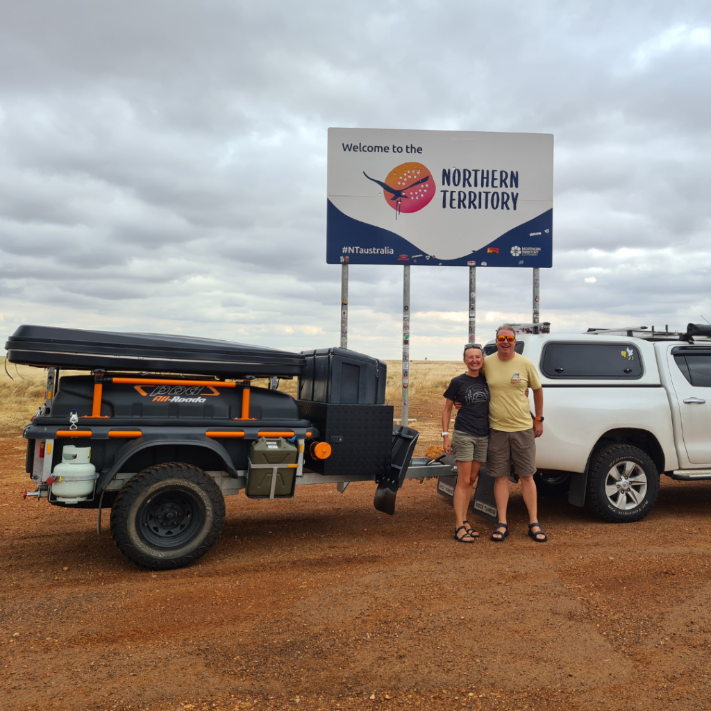 Pod Trailer being towed by Toyota Hilux at Northern Territory border